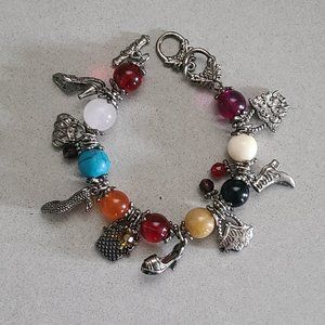 Charm Bracelet with Colorful Beads and Shoes/Purses Charms